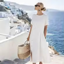 Abito lungo elegante con bottoni
