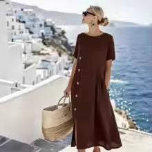 Abito lungo elegante con bottoni